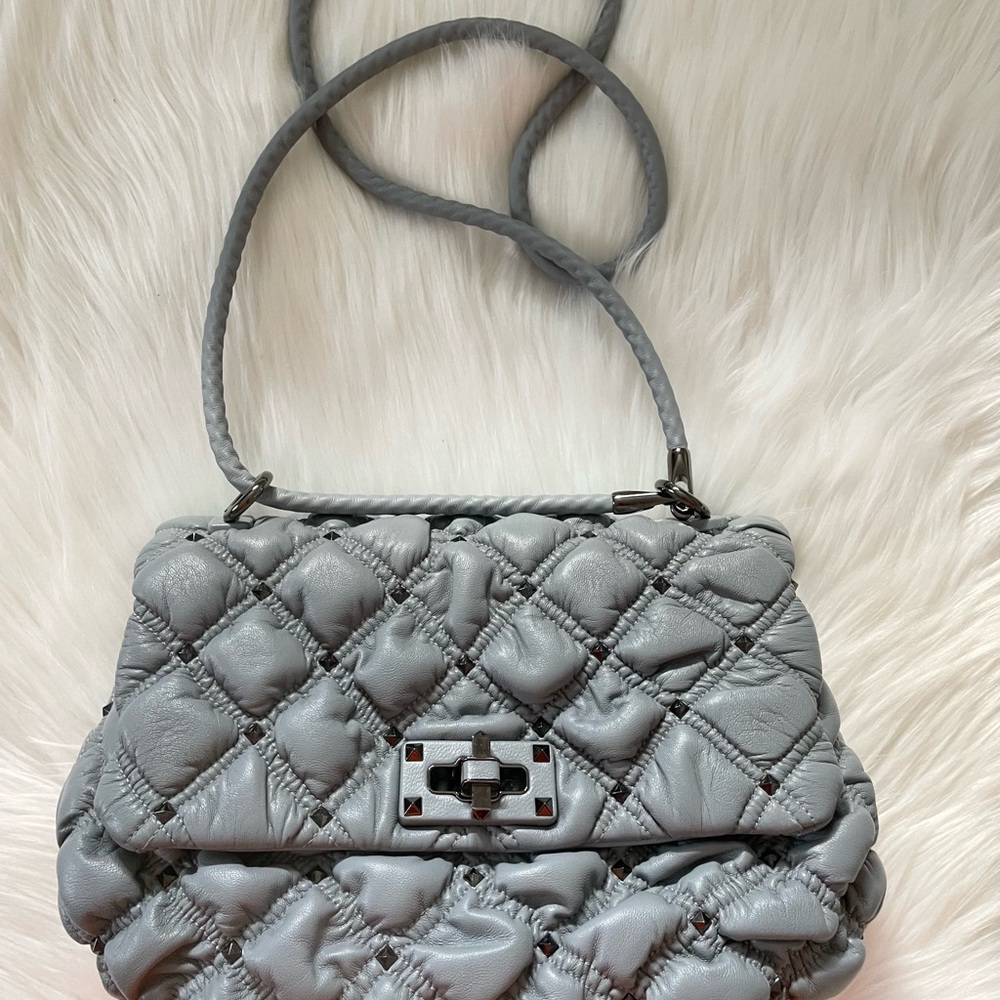 Valentino Grey Medium Nappa SpikeMe Shoulder Bag. - Picture 3 of 13